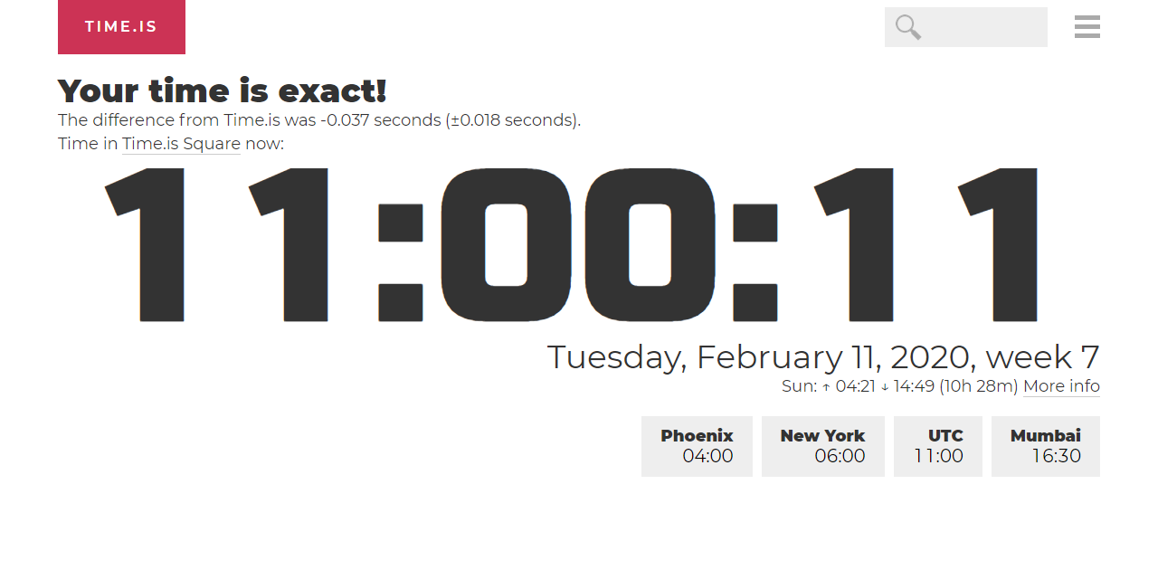 Time.is - exact time, any time zone 截图